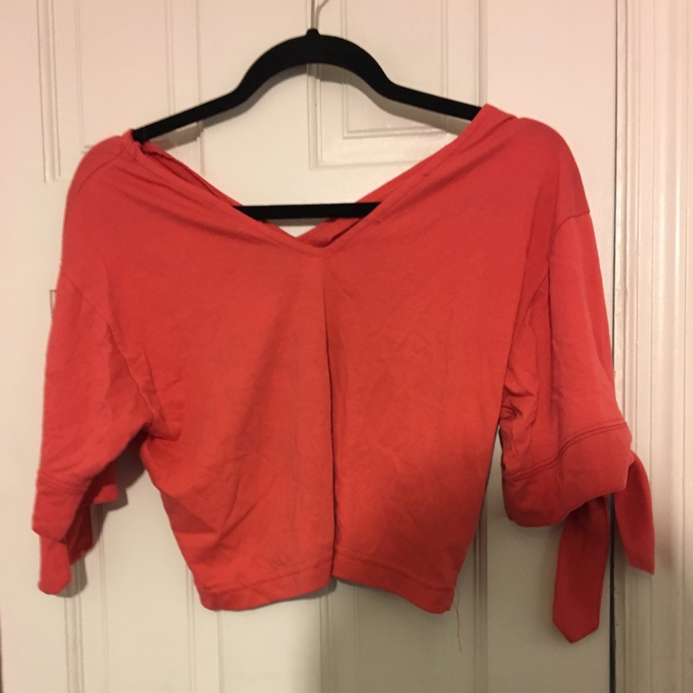 Coral off the shoulder crop top